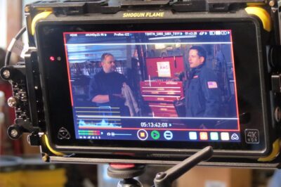 Rich Jones on the set of the movie Timbertown